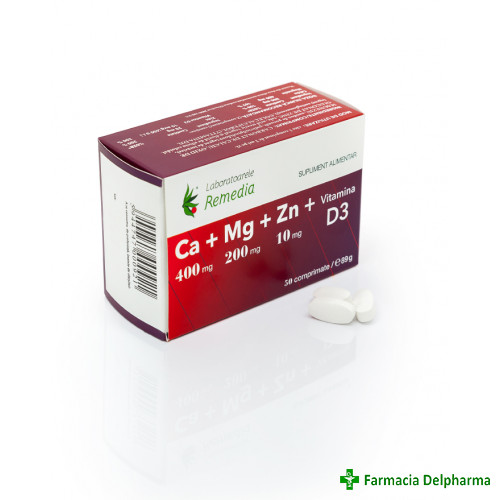 Calciu + Magneziu + Zinc + Vitamina D3 x 50 compr., Remedia