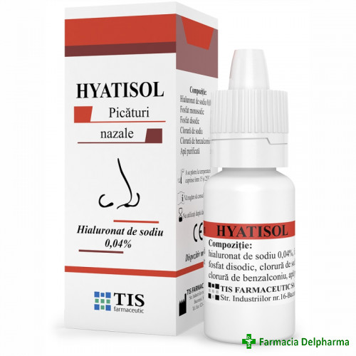 Hyatisol picaturi nazale cu acid hialuronic x 10 ml, Tis Farmaceutic