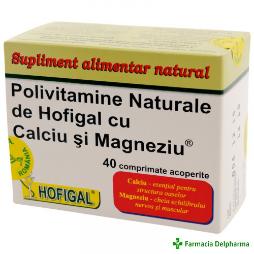 Polivitamine Naturale cu Calciu si Magneziu x 40 compr., Hofigal