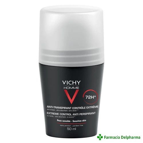 Deodorant roll-on antiperspirant 72 h pentru barbati x 50 ml, Vichy Homme