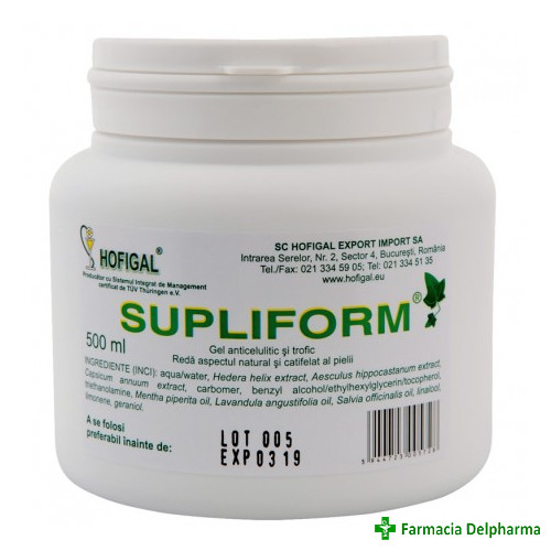 Supliform gel intretinere corporala x 500 ml, Hofigal