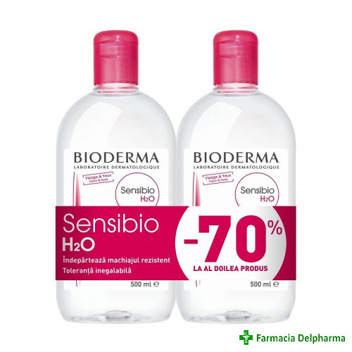 Sensibio H2O solutie micelara x 500 ml 1+1 (70%), Bioderma