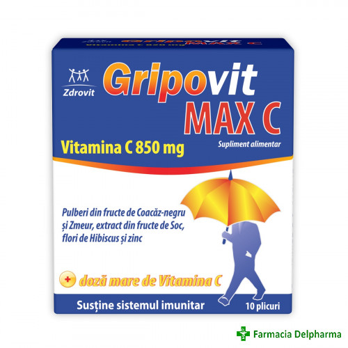 Gripovit Max C x 10 plicuri, Zdrovit