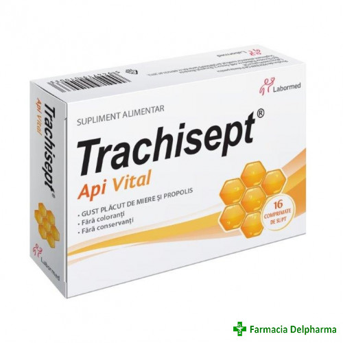 Trachisept Api Vital (Miere si Propolis) x 16 compr. supt, Labormed