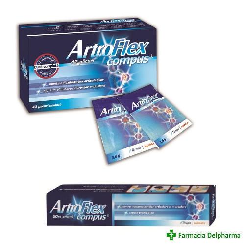 ArtroFlex Compus x 42 plicuri + ArtroFlex crema x 50 ml, Terapia