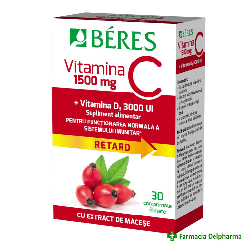 Beres vitamina c 1500mg + vitamina d3 3000ui x 30 compr.