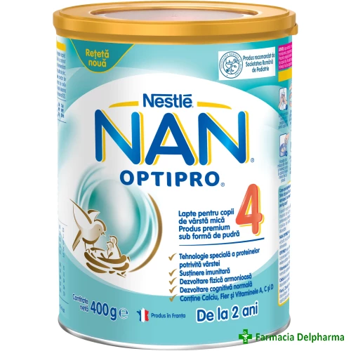 Lapte NAN 4 Optipro x 400 g, Nestle