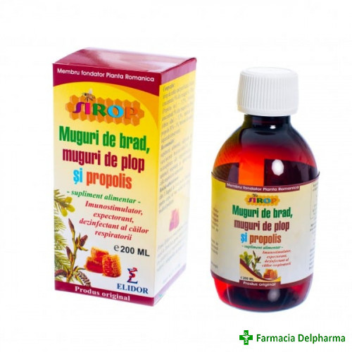 Sirop Brad + Plop + Propolis x 200 ml, Elidor