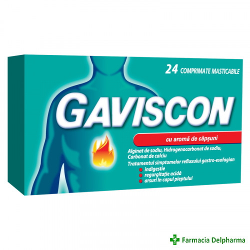 Gaviscon Capsuni x 24 compr. mast., Reckitt
