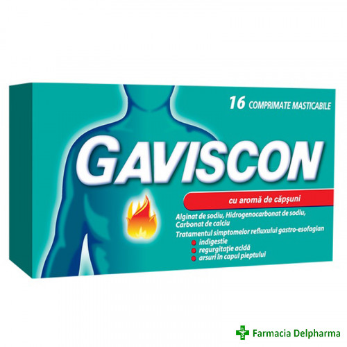 Gaviscon Capsuni x 16 compr. mast., Reckitt