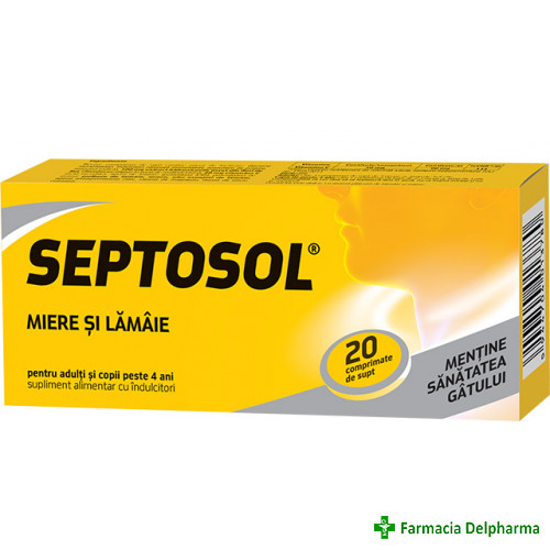 Septosol cu Miere si Lamaie x 20 compr. supt, Biofarm