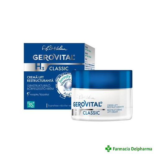 Crema Lift Restructuranta de noapte Gerovital H3 Classic x 50 ml 282, Farmec