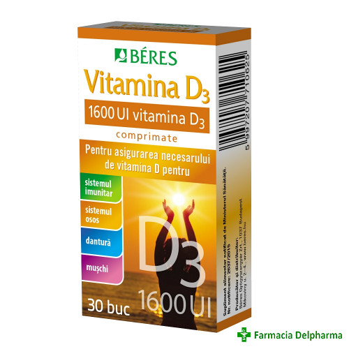 Vitamina D3 1600UI x 30 compr., Beres Pharmaceuticals