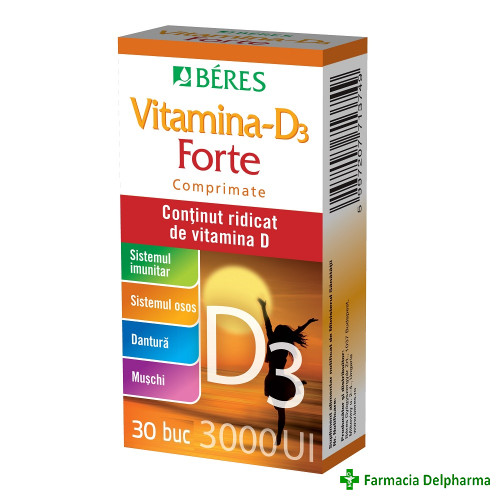 Vitamina D3 Forte 3000UI x 30 compr., Beres Pharmaceuticals