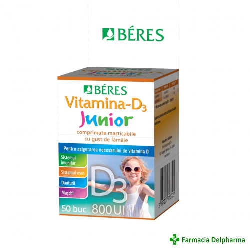 Vitamina D3 Junior 800UI x 50 compr., Beres Pharmaceuticals