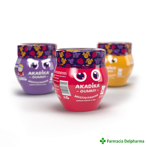 Akadika Gummy Multivitamine 3 arome x 30 jeleuri, Fiterman