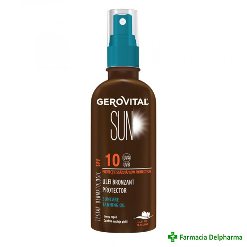 Ulei bronzant protector SPF 10 Gerovital Sun x 150 ml 4604, Farmec