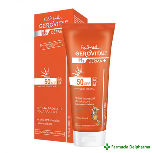 Crema protectie solara copii SPF 50 Gerovital H3 Derma+ Sun x 100 ml 4634, Farmec