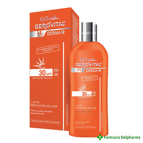 Lapte protectie solara SPF 30 Gerovital H3 Derma+ Sun x 200 ml 4631, Farmec