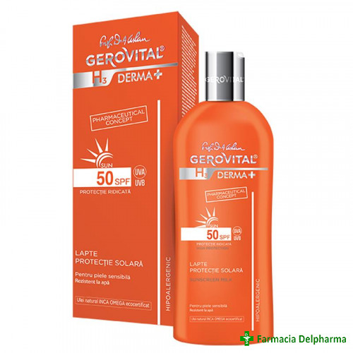 Lapte protectie solara SPF 50 Gerovital H3 Derma+ Sun x 200 ml 4632, Farmec