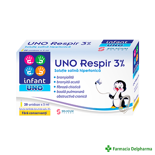 Uno Respir 3% solutie hipertonica Infant Uno 20 unidoze x 5 ml, Solacium