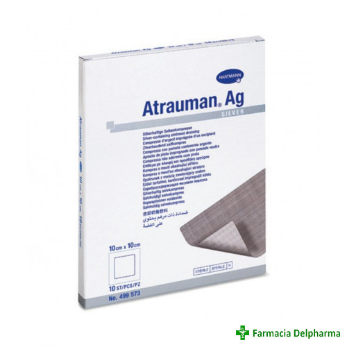 Atrauman Ag pansament cu unguent si Argint 10 cm x 10 cm x 1 buc., Hartmann