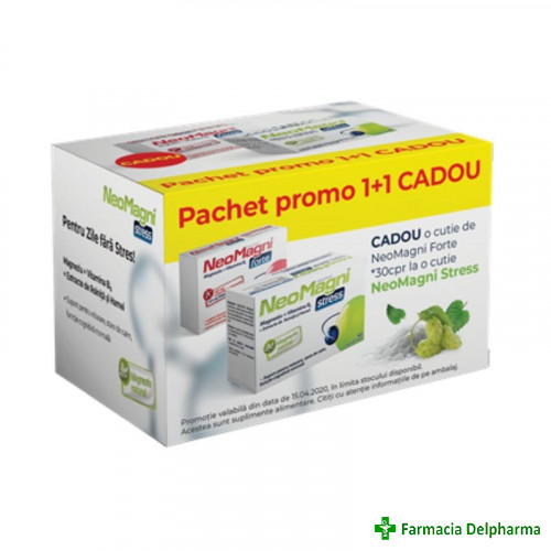 NeoMagni Stress x 50 compr. + NeoMagni Forte x 30 compr. cadou, Aflofarm