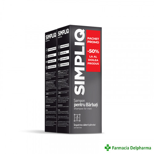 Simpliq sampon anti-cadere barbati x 150 ml 1+1 (50%), Aflofarm