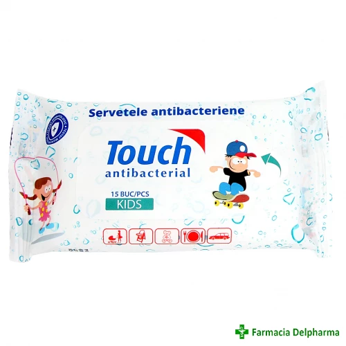Servetele umede antibacteriene Kids x 15 buc., Touch