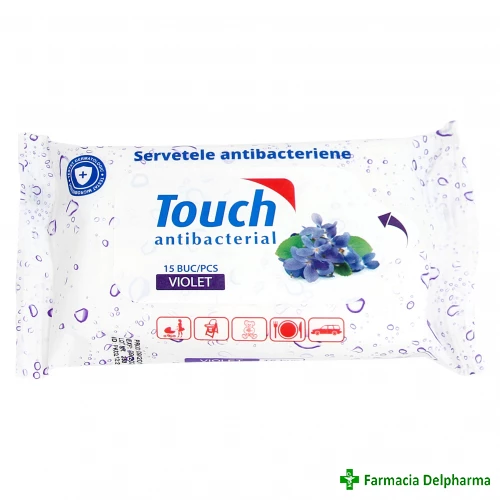 Servetele umede antibacteriene Violet x 15 buc., Touch