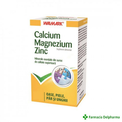 Calciu + Magneziu + Zinc x 30 compr., Walmark