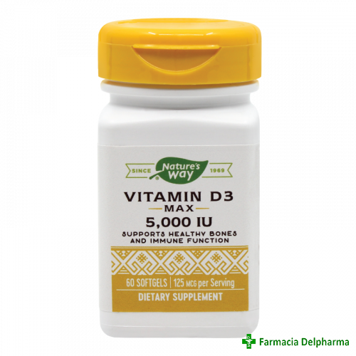 Vitamina D3 5000UI Nature's Way x 60 caps. moi, Secom