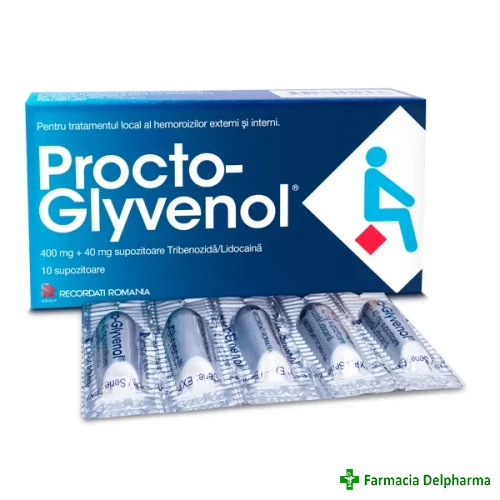 Procto-Glyvenol supozitoare 400 mg/40 mg x 10 buc., Recordati