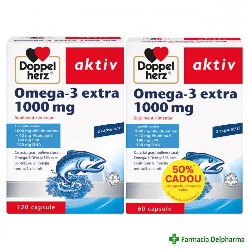 Omega 3 Extra Ulei de somon 1000mg x 120 + 60 caps., Doppelherz