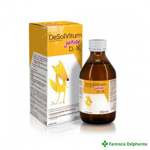 Desolvitum Junior Vitamina D3 + K2 sirop x 150 ml, Aflofarm