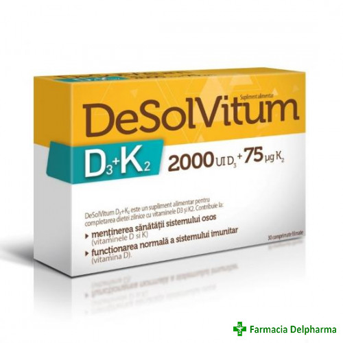 Desolvitum Vitamina D3 + K2 x 30 compr. film., Aflofarm