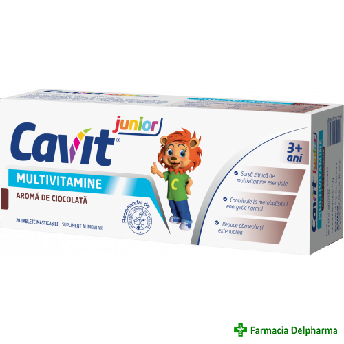 Cavit Junior Multivitamine cu aroma de ciocolata x 20 tabl. mast., Biofarm