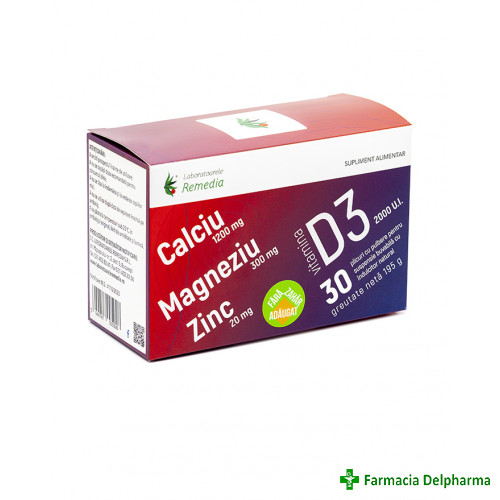 Calciu + Magneziu + Zinc + Vitamina D3 x 30 plicuri, Remedia