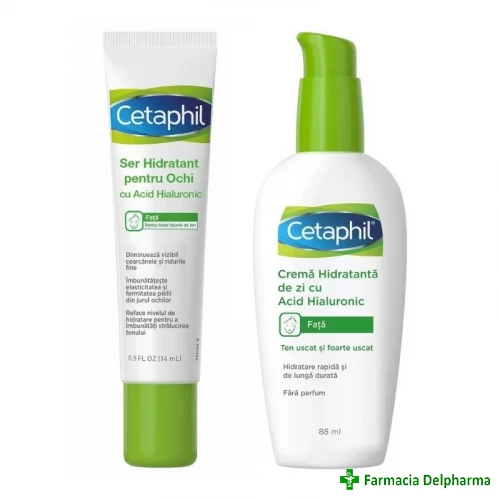 Crema hidratanta cu acid hialuronic Cetaphil x 88 ml+Ser ochi x 14 ml (80%), Galderma