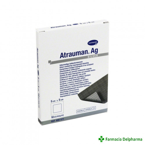 Atrauman Ag pansament cu unguent si Argint 5 cm x 5 cm x 1 buc., Hartmann