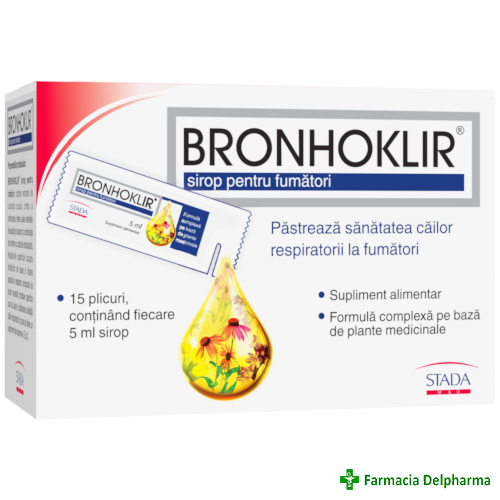 Bronhoklir sirop pentru fumatori 15 plicuri x 5 ml, Stada