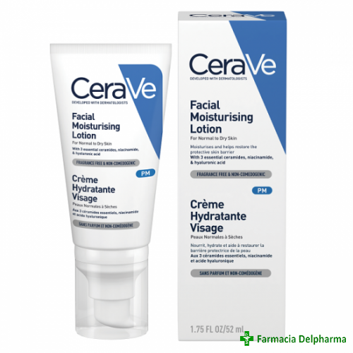 Crema hidratanta pentru fata ten normal/uscat x 52 ml, CeraVe