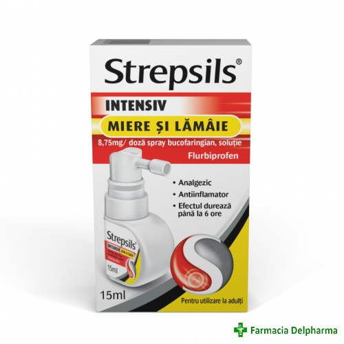 Strepsils Intensiv Miere si Lamaie spray bucofaringian 8,75 mg/doza x 15 ml, Reckitt