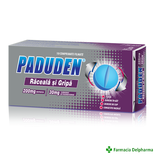 Paduden Raceala si Gripa 200 mg/30 mg x 10 compr., Terapia