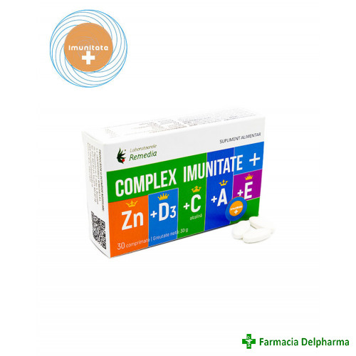 Complex Imunitate Zn + D3 + C + A + E x 30 compr., Remedia
