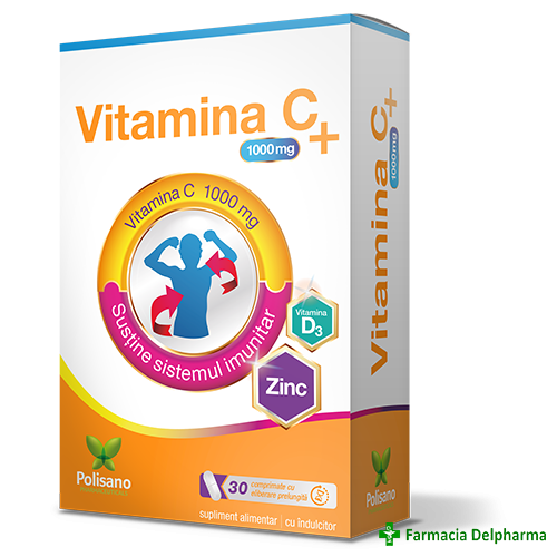 Vitamina C 1000 mg + Zinc + Vitamina D3 x 30 compr., Polisano