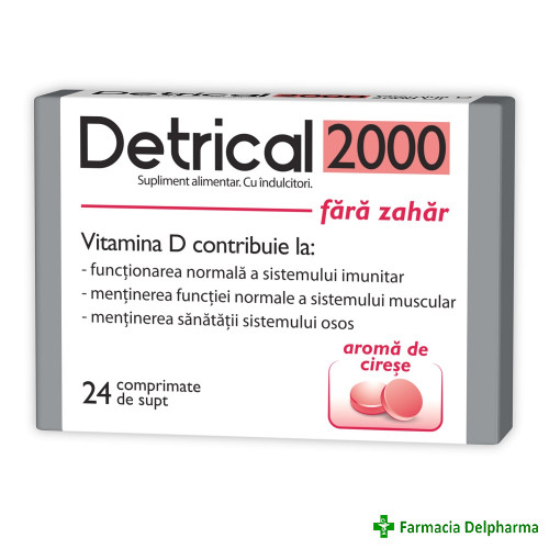 Detrical Vitamina D3 2000UI aroma cirese fara zahar x 24 compr., Zdrovit
