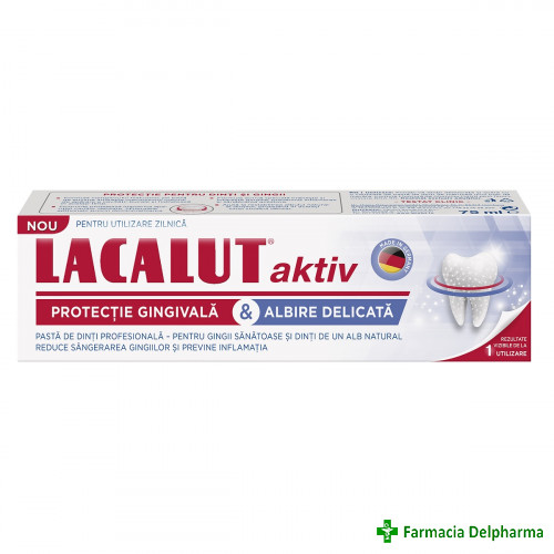 Pasta de dinti Lacalut Aktiv albire delicata x 75 ml, Zdrovit