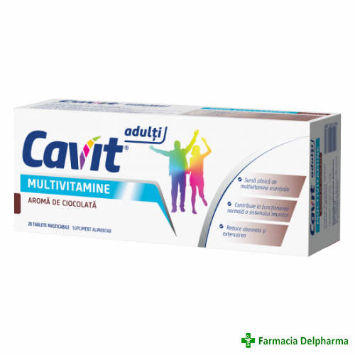 Cavit Adulti Multivitamine cu aroma de ciocolata x 20 tabl. mast., Biofarm