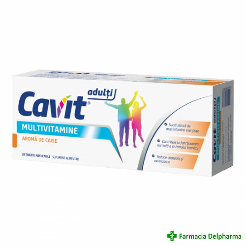 Cavit Adulti Multivitamine cu aroma de caise x 20 tabl. mast., Biofarm